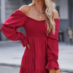 Sofia&Aurora™ - Smocked Off-Shoulder korte jurk