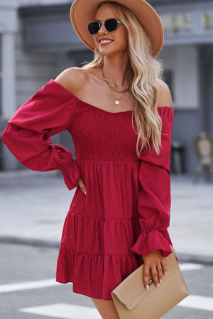 Sofia&Aurora™ - Smocked Off-Shoulder korte jurk