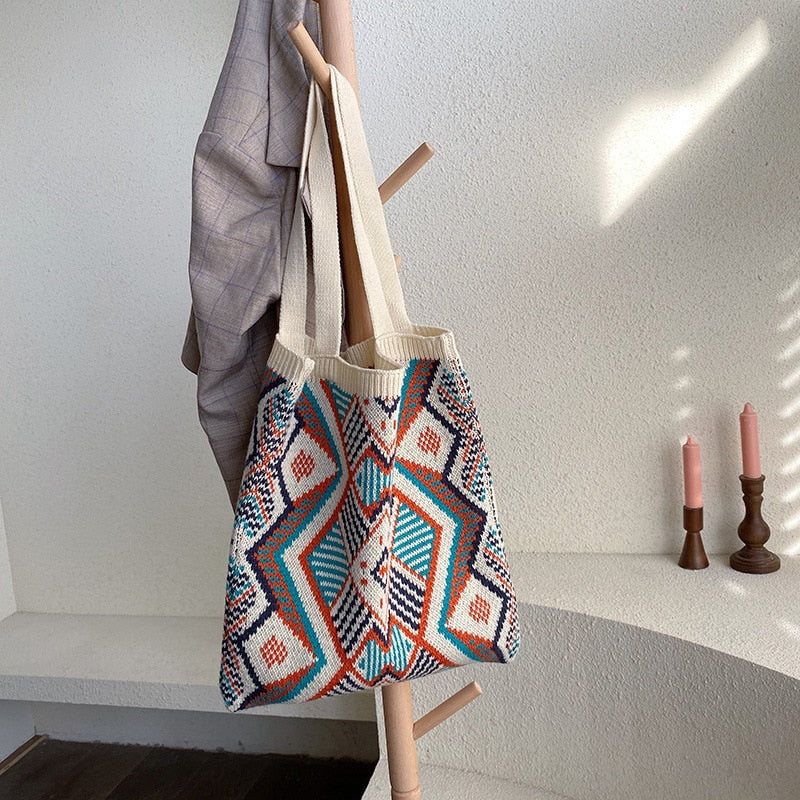 Camilla™ - Gebreide Boho schoudertas met Aztekenpatroon