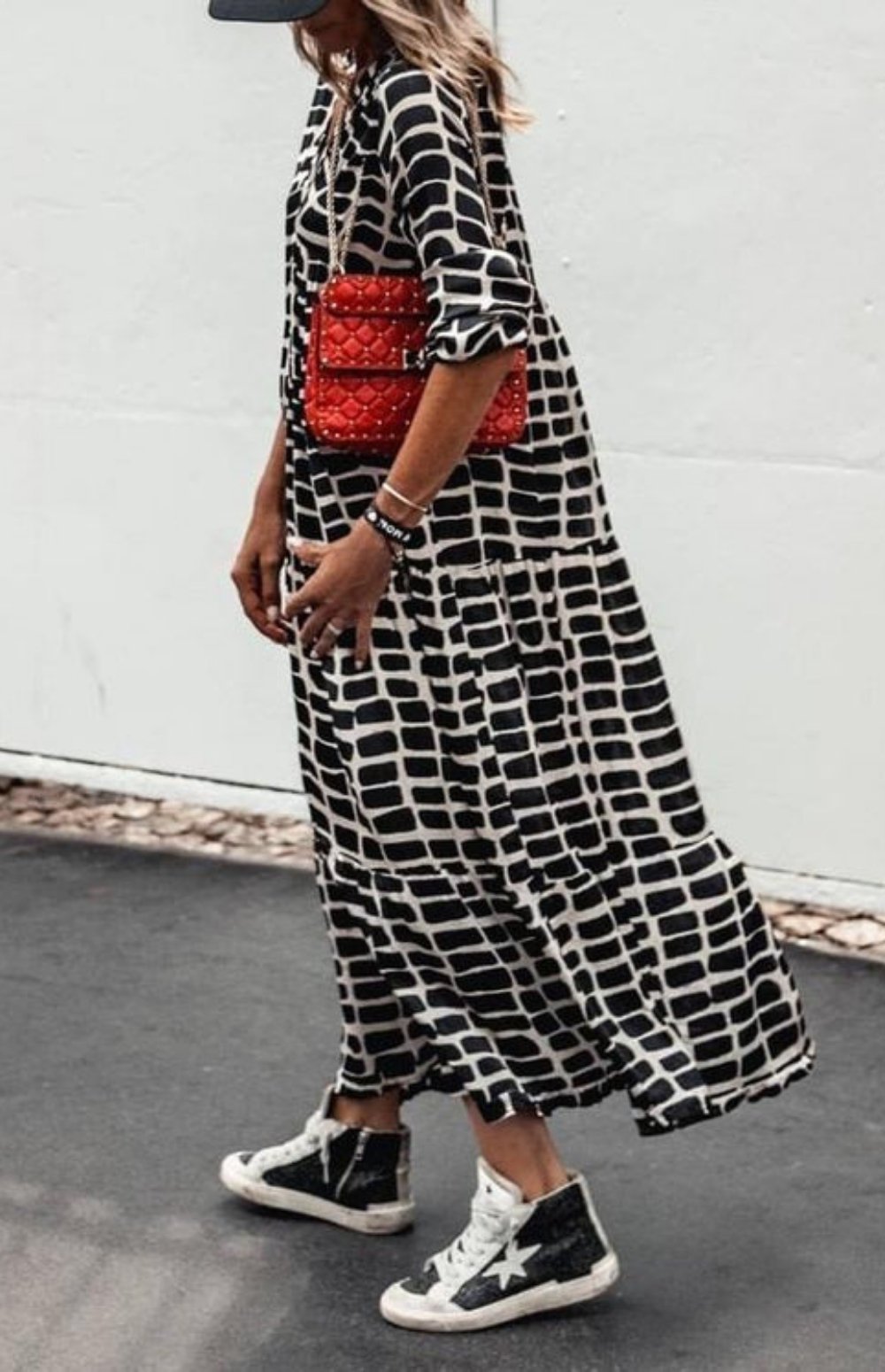 Camilla™ - Maxi Dress met geometrische zwart-wit print - Trifoglio