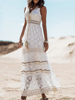 Sofia&Aurora™ - Boho Maxi Jurk met Kant - Trifoglio