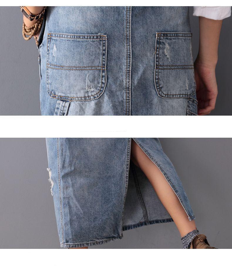 Sofia&Aurora™ -Gescheurde Trendy Denim Overall Jurk - Trifoglio