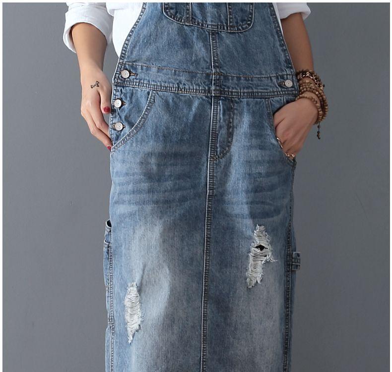 Sofia&Aurora™ -Gescheurde Trendy Denim Overall Jurk - Trifoglio