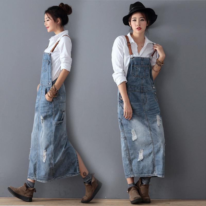 Sofia&Aurora™ -Gescheurde Trendy Denim Overall Jurk - Trifoglio